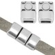 DQ metaal magneetsluiting 18x8mm voor 5mm plat koord Antiek zilver 